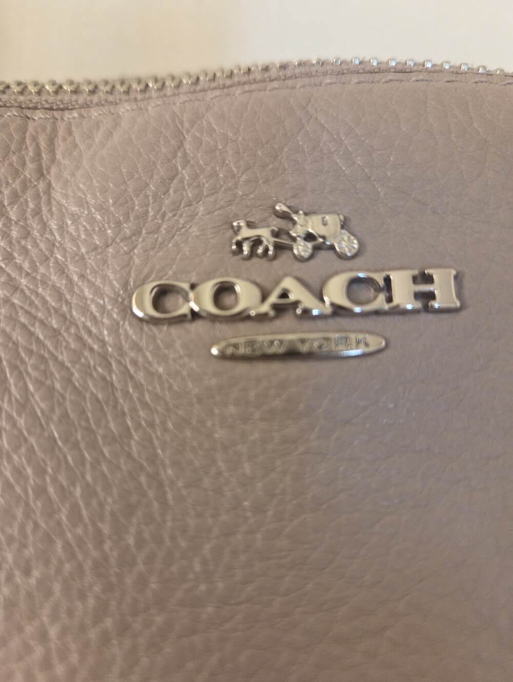 COACH Pebbled Leather Satchel in Taupe - Picture 3 of 10